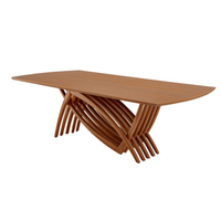 Mesa De Jantar Retangular Com Tampo Madeira Grazzia Imbuia 240 Cm