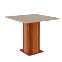Mesa De Jantar Quadrada Com Tampo De Vidro Sophia Cinamomo E Off White 95 Cm