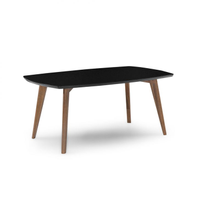 Mesa De Jantar Retangular Com Tampo De Vidro Florencia Preto E Amêndoa 170 Cm