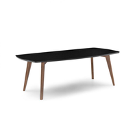 Mesa De Jantar Retangular Com Tampo De Vidro Florencia Preto E Amêndoa 220 Cm