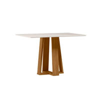 Mesa De Jantar Retangular Com Tampo De Vidro Rubi Off White E Ypê 120 Cm