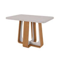 Mesa De Jantar Retangular Com Tampo De Mdf 40 Mm E Vidro Sintonia Off White E Amêndoa 120 Cm