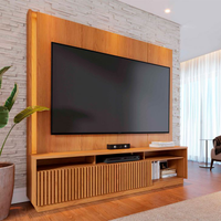Estante Para Home Theater E Tv Até 75 Polegadas Jordão Com Led 2 Portas Freijó