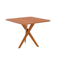 Mesa De Jantar Quadrada Com Tampo Mdf Cacau Cinamomo E Madeira 95 Cm
