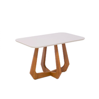 Mesa De Jantar Retangular Com Tampo De Vidro Off White Bromélia Cinamomo 130 Cm