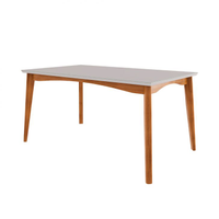 Mesa De Jantar Retangular Com Tampo De Vidro Monalisa Off White E Natural 160 Cm