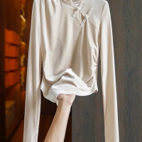 New Spring Autunm velour blouse large Size tops 7XL 8XL Chinese Elegant Vintage Stand Collar Irregular Gold Velvet shirts
