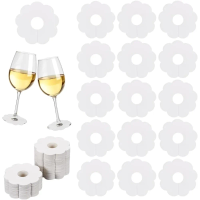 150 Pcs Paper Wine Glass Markers 2.8" Blank Flower Stemware Drink Name Tags BurlyWood/White Color Disposable Wine Tag