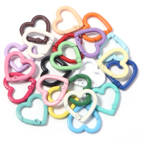5Pcs Alloy Heart Shape Spring Clasps Openable Carabiner Keychain Clips Hook Buckles For Dog Chain Connector DIY Jewelry Supplies