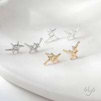 6PCS Dainty Celestial North Star Ear Studs Diy Earrings Connectors Jewelry Findings Supplies 14k Gold Plated Accessories 9*13mm