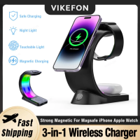 Magnetic Wireless Charger Touch Night Desktop Phone Charging For Magsafe iPhone 16 15 14 13 12 Apple Watch 10-2 SE Airpods