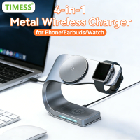 TIMESS 15W Metal 4-IN-1 Wireless Charger For iPhone17 16 15 14 PRO MAX For Airpods For Apple Watch Series10-1 Charging Station
