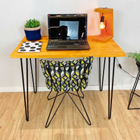 Mesa para Escritório de Ferro e Madeira 96cmHairpin Industrial Carvalho e Preto