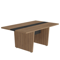Mesa para Escritório para Reunião com 2 Tomadas Nogal/Preto