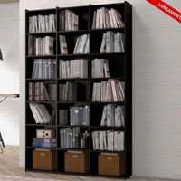 Livreiro Multiuso 18 Prateleiras Preto Montenegro Bela Casa