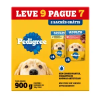 Ração Úmida Pedigree Sachê Cães Adultos Carne e Frango - Leve 9 Pague 7