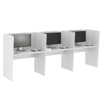 Mesa De Trabalho Call Center 3 Lugares Tripla Fechada - Branco