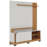 Home para TVs 65" 3 Prateleiras Bia Off White Matte Freijó