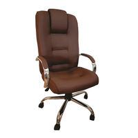 Cadeira Giratória Escritório Classic Presidente Marrom Base Cromada CompreAlegre com Relax e Rodizio 100% Nacional