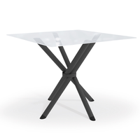 Mesa de Jantar Quadrada com Tampo de Vidro Volga Preto 90 cm