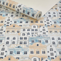 Papel De Parede Importado Lavavel Infantil Cidade Azul