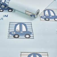 Papel De Parede Vinilico Lavavel Infantil Azul Carros