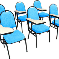 Kit com 6 Cadeiras Universitária para Auditórios Linha Hotel Azul
