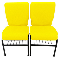 02 Cadeiras para Igrejas c/ Porta Biblía e Porta Cálice Amarelo