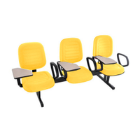 Cadeira Escolar Universitária em Longarina com prancheta para Escolas e Faculdades Linha Blenda Amarelo
