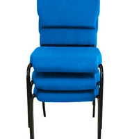 03 Cadeiras Empilhável para Igrejas Evangélicas Linha Church Azul