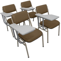 Kit com 4 Cadeiras Escolar Universitária para Auditórios Linha Hotel Smart Marrom