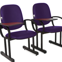 02 Cadeiras Escolar para Auditório e Escolas com Prancheta Linha Dallas Auditório Roxo