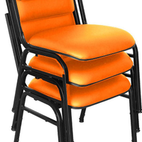 Kit com 3 Cadeiras para Auditórios Linha Hotel Smart Laranja