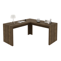 Mesa Angular para Escritório Home Office ME4116 MDP Nogal G69 - Gran Belo
