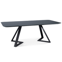 Mesa Sala de Jantar 6 Lugares 180cm Tampo de Vidro Efron Preto G13 - Gran Belo