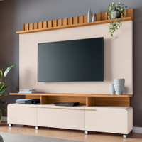 Estante Painel de TV 70 Pol 200cm Ripado Artis Off/Cinamomo - HB Móveis