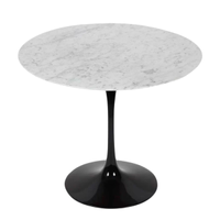 Mesa de Jantar Tulipa Saarinen Redonda 120 cm Mármore Carrara Base Preto