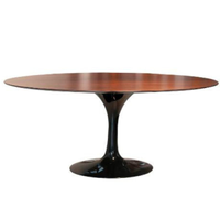Mesa de Jantar Tulipa Saarinen Oval 120x80 cm Tampo Imbuia Base Preta