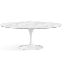 Mesa de Jantar Saarinen Oval 137x90 cm Mármore Carrara Base Branca