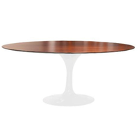 Mesa de Jantar Tulipa Saarinen Oval 120x80 cm Tampo Imbuia Base Branca