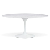 Mesa de Jantar Saarinen Oval 160x90 cm Mármore Branco Extra Base Branca