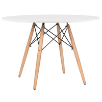 Mesa de jantar redonda Eames Eiffel - Wood - Tampo de MDF - 120 cm - Branco