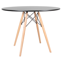 Mesa de jantar redonda Eames Eiffel - Wood - Tampo de MDF - 100 cm - Preto