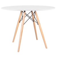 Mesa de jantar redonda Eames Eiffel - Wood - Tampo de MDF - 100 cm - Branco