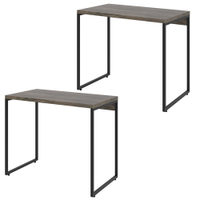 Kit 02 Mesas Para Escritório e Home Office Industrial Aspen 90 cm C01 Carvalho Dark - Lyam Decor