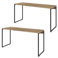 Kit 02 Mesas Para Escritório e Home Office Industrial Aspen 150 cm C01 Carvalho - Lyam Decor
