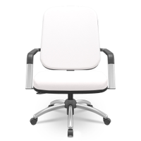 Cadeira de Escritório Giratória com Braço Cromada Magno P03 Vinil Branco - Lyam Decor