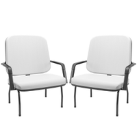 Kit 02 Cadeiras de Escritório Recepção com Braço Fixa Preta Magno P03 Vinil Branco - Lyam Decor