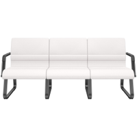 Cadeira Longarina 3 Lugares Recepção com Braço Pés Preto Lev P03 Vinil Branco - Lyam Decor