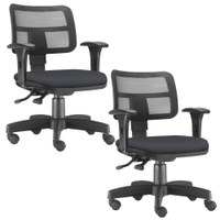 Kit 02 Cadeiras Giratórias Zip L02 Executiva Ergonômica Escritório Couro Sintético Preto - Lyam Decor